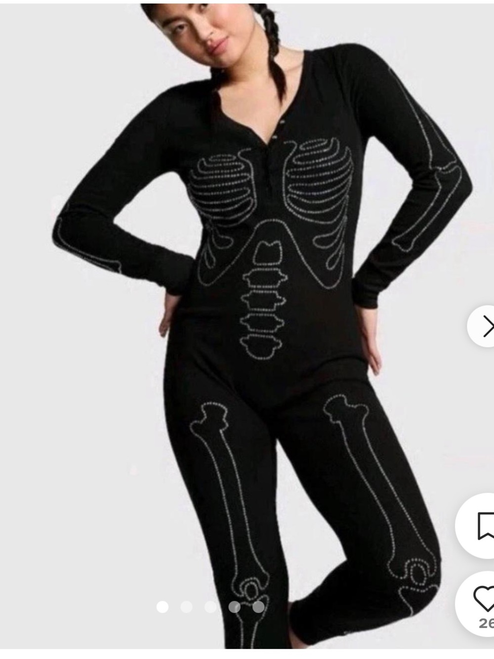 PINK Victoria's Secret Black Skeleton One-Piece Pajama Jumpsuit
